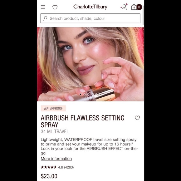 Charlotte Tilbury Airbrush Flawless Setting Spray, 34 ml,1 Entry to Win Coach! - Picture 6 of 9